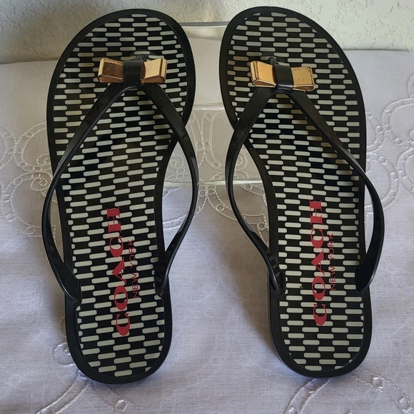 Coach Black and Gold Sandals Modern Elegance.Size7.5 - Picture 1 of 4